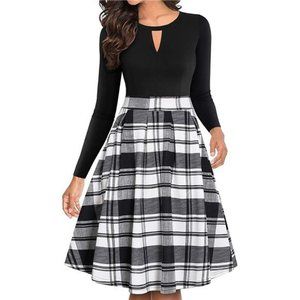 Women's Vintage Floral Flared A-Line Swing Casual Party Dresses with Pockets